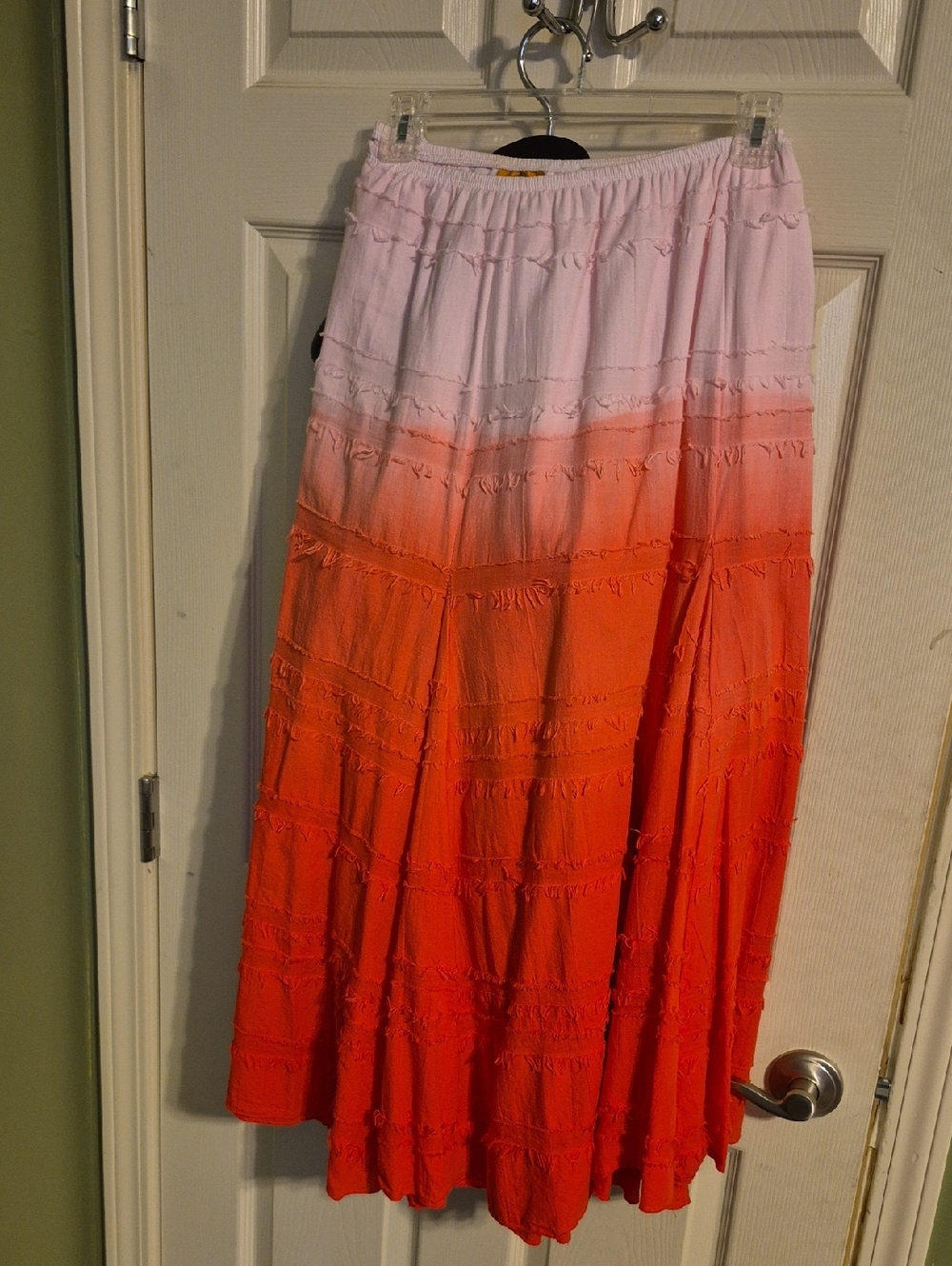 Ruby Rd. Pink to Orange Ombre Tiered Maxi Skirt